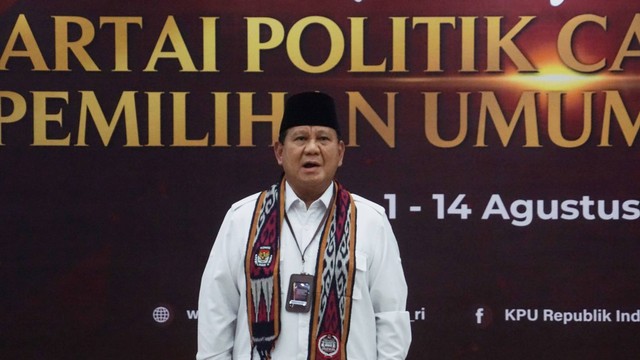Prabowo Subianto daftarkan Gerindra untuk Pemilu 2024 di KPU RI. Foto: Iqbal Firdaus/kumparan