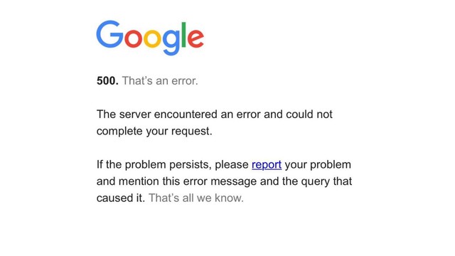 Google down. Foto: Screenshot