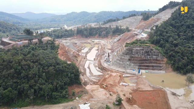 Progres Bendungan Ameroro di Kabupaten Konawe, Sulawesi Tenggara. Foto: Kementerian PUPR