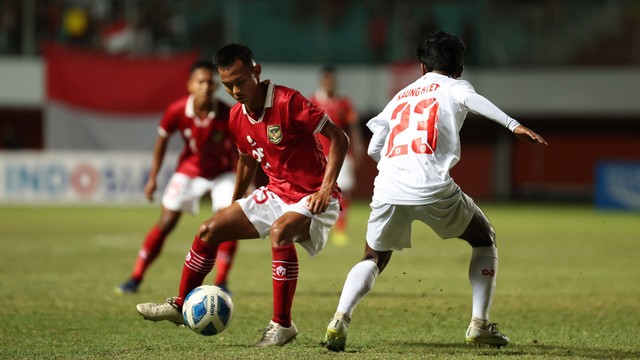 Pertandingan Indonesia U-16 vs Myanmar U-16 di Stadion Maguwoharjo, Sleman. Foto: PSSI
