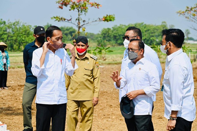 Presiden Jokowi berdialog dengan sejumlah petani selepas menanam kelapa genjah bersama di Desa Giriroto, Kabupaten Boyolali, Provinsi Jawa Tengah, Kamis (11/8/2022). Foto: Rusman/Biro Pers Sekretariat Presiden