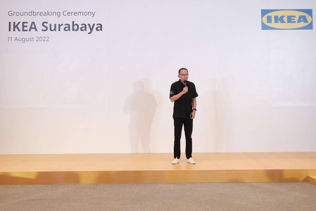 Managing Director Ciputra Group, Harun Hajadi memberikan kata sambutan pada acara groundbreaking IKEA Surabaya (Kamis, 11/08/2022).  Foto: IKEA