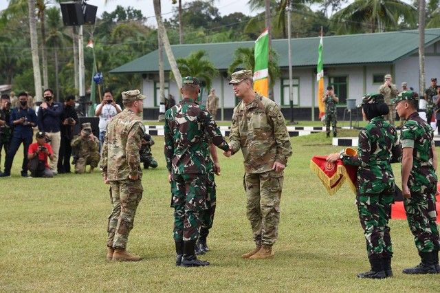 Penutupan Latihan Bersama Super Garuda Shield 2022 di Puslatpur Kodiklatad, Baturaja, Sumatera Selatan, Minggu (14/8/2022).  Foto: Puspen TNI