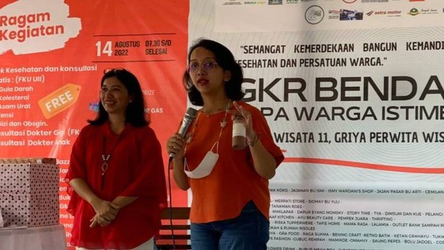 GKR Bendata saat memberikan sambutan pada warga, Minggu (14/8/2022). Foto: Eva Mintarsih/Tugu Jogja