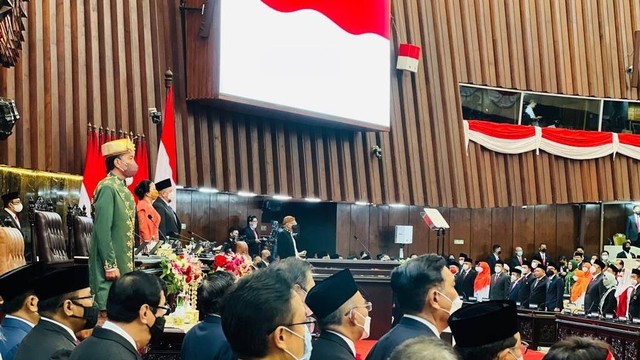 Presiden Jokowi hadiri Sidang Tahunan MPR 2022, di Gedung Nusantara, Kompleks Parlemen, Senayan, Jakarta, Selasa (16/8/2022) Foto: Laily Rachev/Biro Pers Sekretariat Presiden