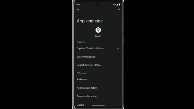 Android 13 memungkinkan pengguna menggunakan bahasa berbeda di aplikasi berbeda. Foto: Google
