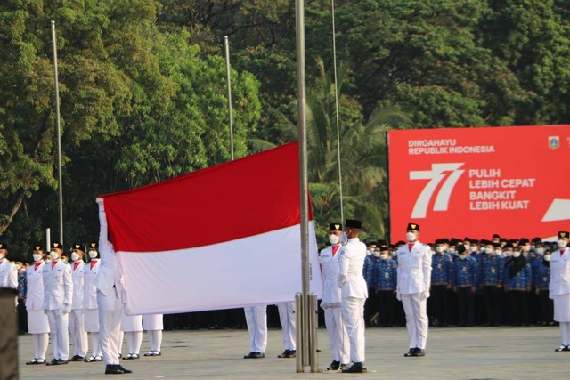 Pasukan Paskibra jalani Upacara HUT RI ke 77. Foto: Dok. Humas Pemprov DKI Jakarta