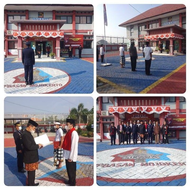 Karupbasan Mojokerto Kemenkumham Jatim Pimpin Upacara HUT RI kE-77 Kenakan Baju Adat (Foto:HUmasRupMoker)