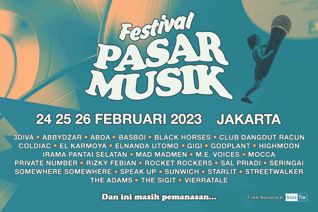 Lineup fase pertama Festival Pasar Musik 24, 25, 26 Februari 2023
