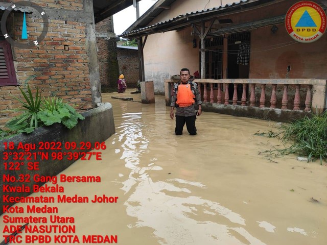 Sejumlah rumah di Kota Medan terendam banjir. Foto: Dok. BPBD Kota Medan