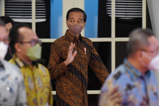 Presiden Joko Widodo menghadiri pembukaan Rapat Koordinasi Nasional (Rakornas) Pengendalian Inflasi tahun 2022 di Istana Negara, Jakarta, Kamis (18/8/2022). Foto: Hafidz Mubarak A/ANTARA FOTO