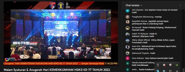 Rupbasan Mojokerto Ikuti Malam Syukur dan Anugerah HDKD Ke-77 Secara Virtual (Foto:HUmasRupMoker)
