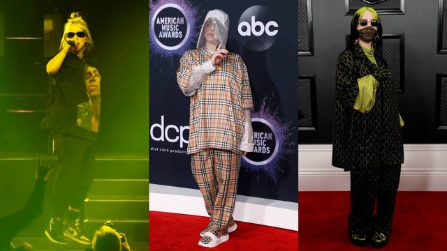 Billie Eilish kerap mengenakan busana longgar dalam setiap kesempatan. Foto: REUTERS/Mario Anzuoni.