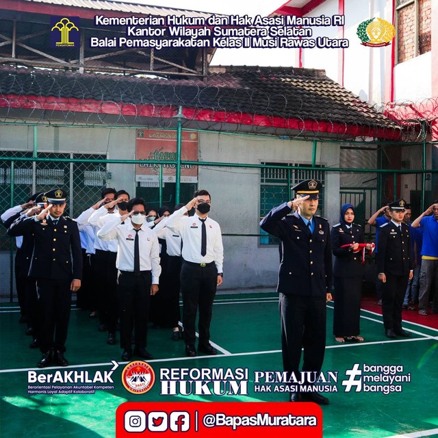 CPNS Bapas Muratara Mengikuti Upacara Peringatan HDKD Ke-77 (Sumber : Tim Humas Bapas Muratara)