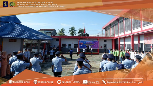 Suasana upacara peringatan HDKD ke-77 di Lapas kelas IIA Lahat. sumber : Dok Lapas Lahat