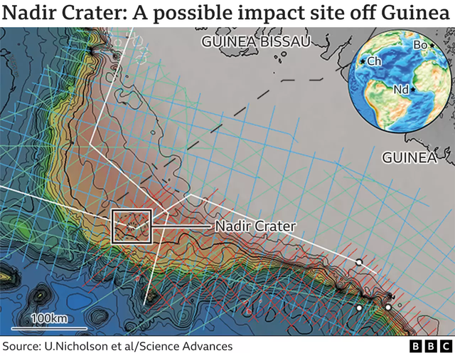 Peta Kawah Nadir yang berada di Afrika barat ditemukan di dalam laut.