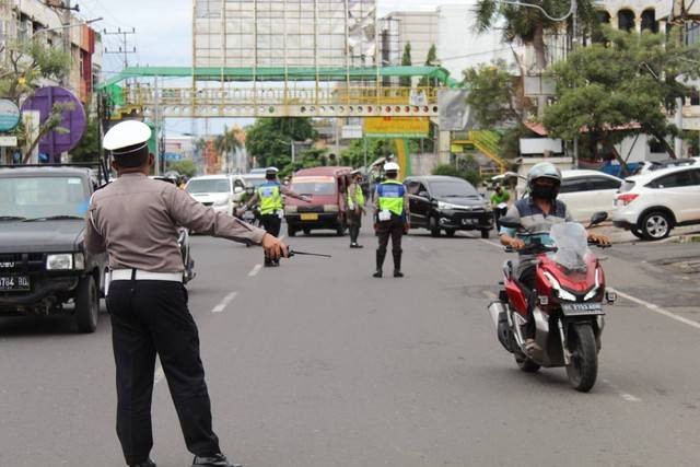 Ilustrasi pengalihan arus lalu lintas. | Foto: Satlantas Polresta Bandar Lampung