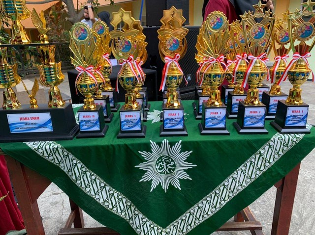 Piala penghargaan untuk juara lomba AKSI (Sumber 2. Dokumentasi pribadi)