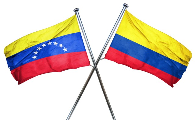 Ilustrasi bendera Venezuela dan Kolombia. Foto: Shutterstock