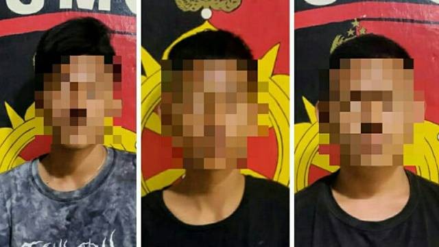 Tiga orang siswa SMK di Kota Bitung yang melakukan penikaman seorang pria hingga tewas. (foto: istimewa Polda Sulut)