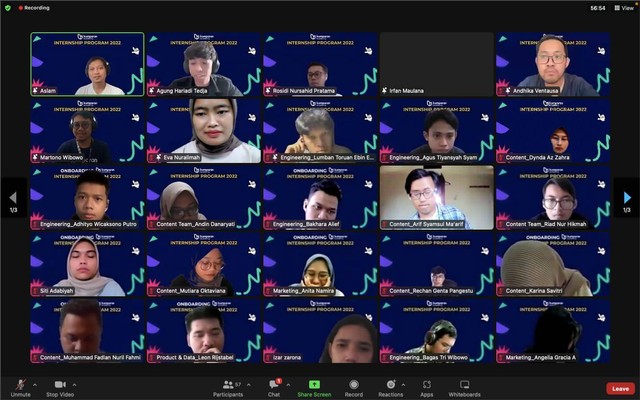 tangkapan layar acara onboarding. Mutiara Oktaviana