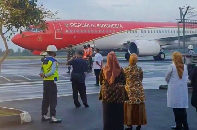 Jokowi tiba di Lampung dari Maluku pakai Pesawat 'Indonesia One', Jumat (2/9/2022) | Foto: ist