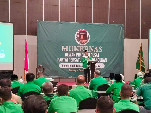 Mukernas PPP di Ballroom Swiss-Belinn, Serang, Banten, Minggu (4/9/2022)-Senin (5/9/2022), menentukan Muhammad Mardiono sebagai Plt Ketum PPP, pengganti Suharso Monoarfa. Foto: Dok. Istimewa