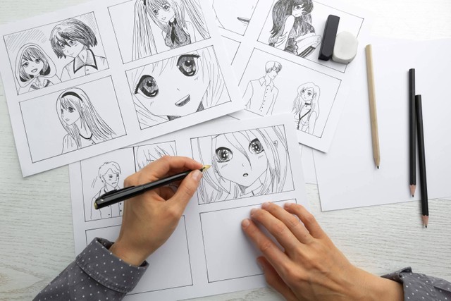 Ilustrasi menggambar komik atau manga.  Foto: Shutterstock