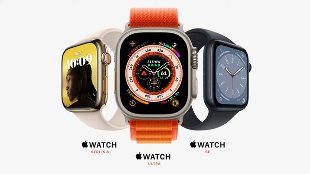Ilustrasi Apple Watch Ultra, Apple Watch SE, dan Apple Watch Series 8. Foto: Apple