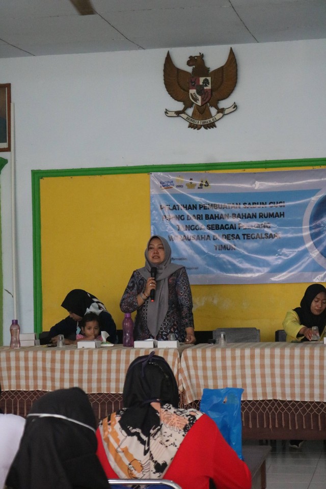 Sumber: Dokumentasi Sesi sambutan Ketua PK PKK Desa Tegalsai Timur Ajeng Triyani, A.Md. (07/09)