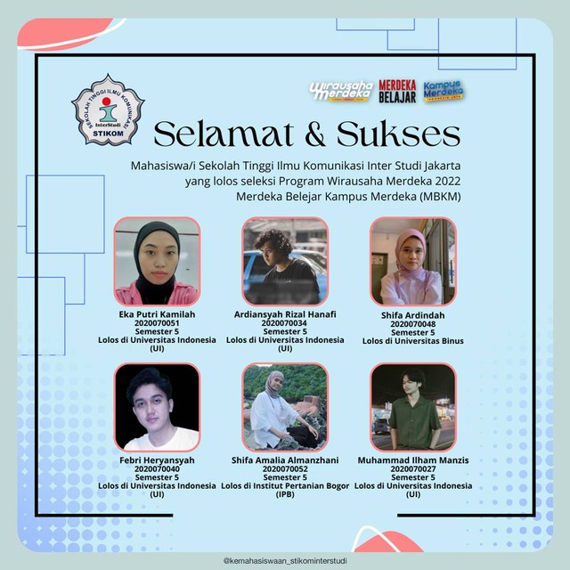 Mahasiswa/i STIKOM InterStudi yang Berhasil Lolos Seleksi Program Wirausaha Merdeka 2022