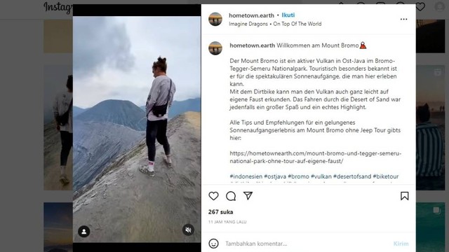 Viral turis kencingi puncak kawah Gunung Bromo. Foto: Instagram/@hometown.earth