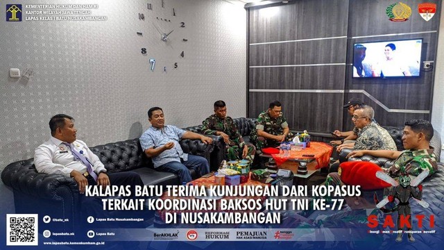 Koordinasi Baksos HUT TNI Ke-77 di Nusakambangan, Foto : Humas Lapas Batu