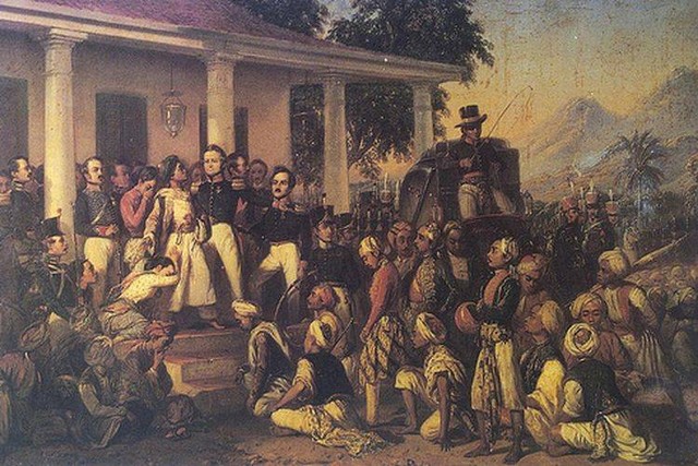 Lukisan Raden Saleh Penangkapan Pengeran Diponegoro.