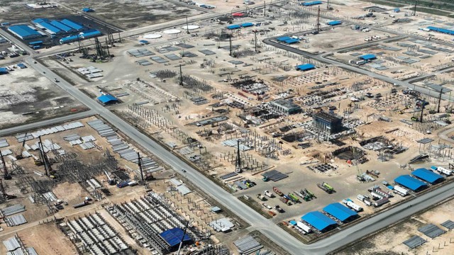Foto udara pembangunan smelter baru PT Freeport Indonesia (PTFI) pada akhir Juli 2022. Foto: Dok. PTFI