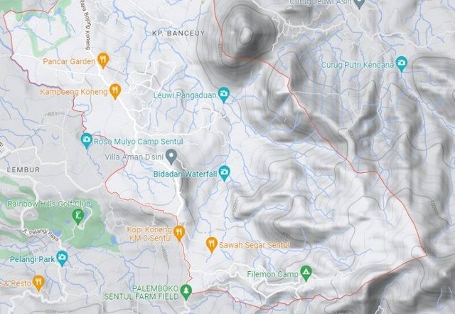 Gambar topografi Bojong Koneng, Bogor. Foto: Dok. Google Maps