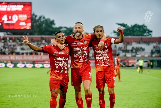 Pemain Bali United: Eber Bessa, Ilija Spasojevic, Fadil Sausu. Foto: Liga Indonesia Baru