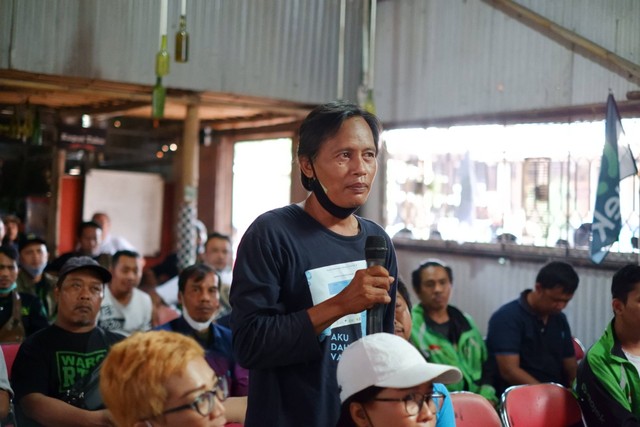 Kopdar sosialisasi tarif baru dari Gojek kepada mitra driver di Yogyakarta. Foto: Gojek