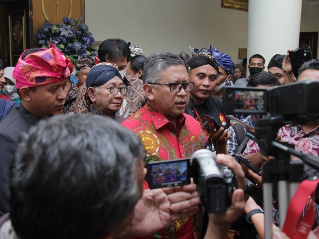 Hasto Kristiyanto usai membuka gelaran Musyawarah Agung Senapati Nusantara (MAS) 2022 di Yogyakarta, Sabtu (17/9). Foto: Istimewa