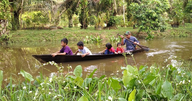 Perahu yang berada di Taman Sakat Lebung Panjang, Desa Jambi Tulo, Muaro Jambi. (Foto: M Sobar Alfahri/Jambikita)