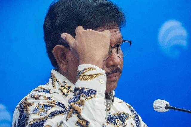 Menkominfo Johnny G. Plate memberikan keterangan pers terkait perkembangan pendaftaran PSE dalam lingkup privat di Kantor Kementerian Kominfo di Jakarta, Rabu (3/8/2022). Foto: Iqbal Firdaus/kumparan