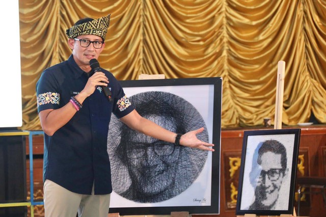 Menparekraf Sandiaga Uno menghadiri program Kabupaten dan Kota (KaTa) Kreatif di Dumai, Riau, Minggu (18/9).  Foto: Dok. Istimewa