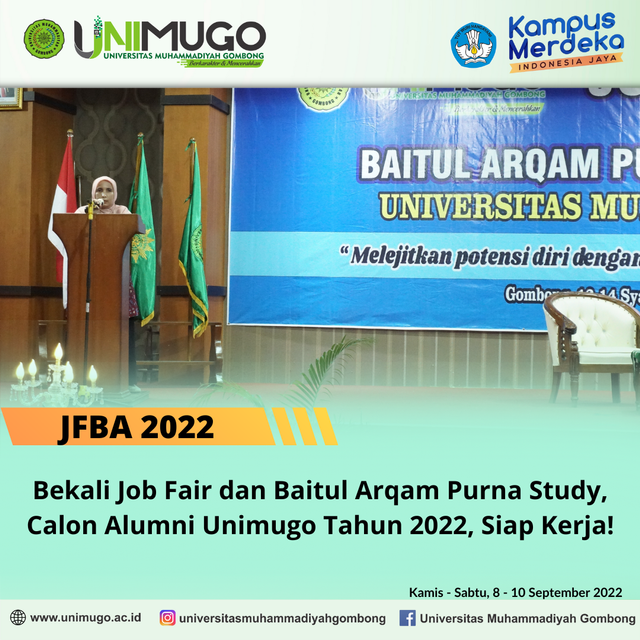 Dr.Herniyatun, M.Kep, Sp, Mat dalam sambutannya saat pembukaan Jobfair dan Baitul Arqam Purna Studi 2022. Sumber : dok humas Unimugo