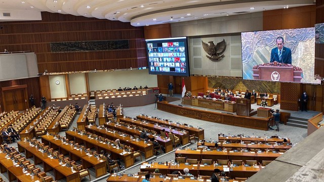Rapat paripurna DPR ke-5 masa sidang I Periode 2022-2023, Jakarta, Selasa (20/9/2022). Foto: Paulina Herasmaranindar/kumparan
