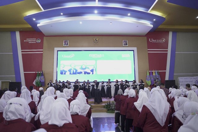 Mahasiswa Baru Tahun Akademik 2022/2023 Universitas Muhammadiyah Sidoarjo (Umsida) saat Forum Ta'aruf Mahasiswa (Fortama). dok