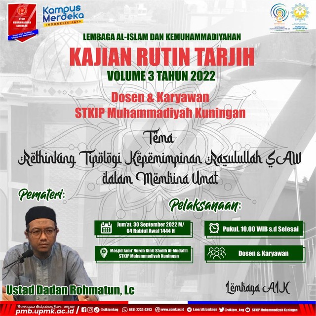 Dokumentasi Flyer: Kajian Rutin Tarjih Dosen & Karyawan STKIP Muhammadiyah Kuningan (UPMK)