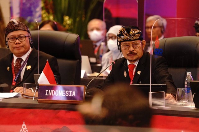 Mentan Syahrul Yasin Limpo menghadiri Pertemuan Tingkat Menteri Kelompok Kerja Pertanian atau Agriculture Ministers Meeting (AMM) G20 di Bali. Foto: Dok. Kementan