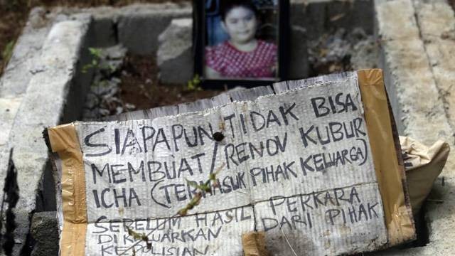 Kondisi kuburan atau makam Icha, anak usia 10 tahun yang merupakan korban perkosaan lalu meninggal di Kota Manado, Sulawesi Utara.