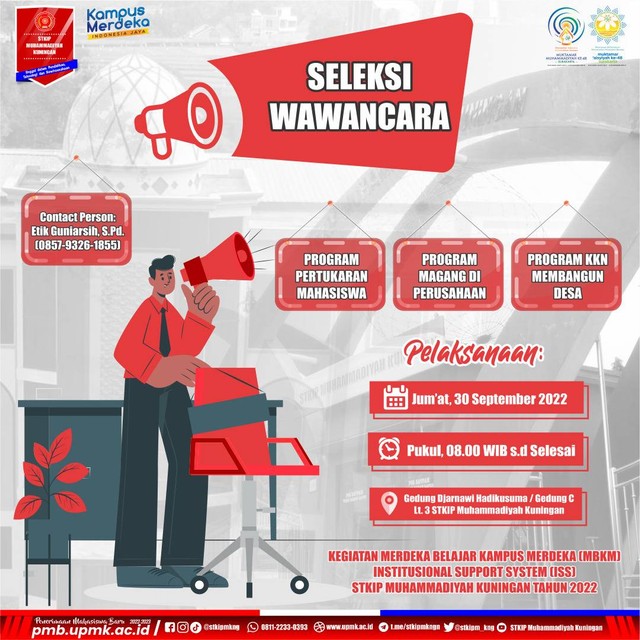 Dokumentasi Flyer: Informasi Seleksi Wawancara Kegiatan MBKM STKIP Muhammadiyah Kuningan (UPMK)