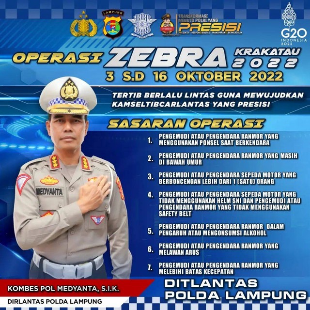 Operasi Zebra 2022: Ini 7 Sasaran Tilang Polisi Di Lampung | Kumparan.com